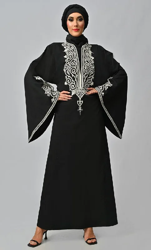 Arabic Beautiful Dori Work Detailing Abaya With Pockets