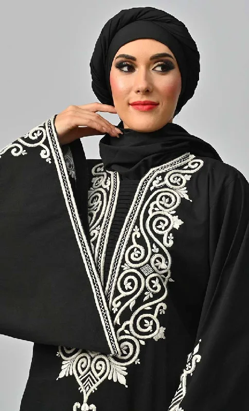 Arabic Beautiful Dori Work Detailing Abaya With Pockets