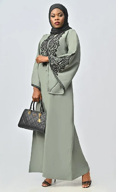 Arabic Women Beautiful Dori Work Detailing Abaya With Pockets