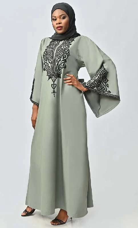 Arabic Women Beautiful Dori Work Detailing Abaya With Pockets