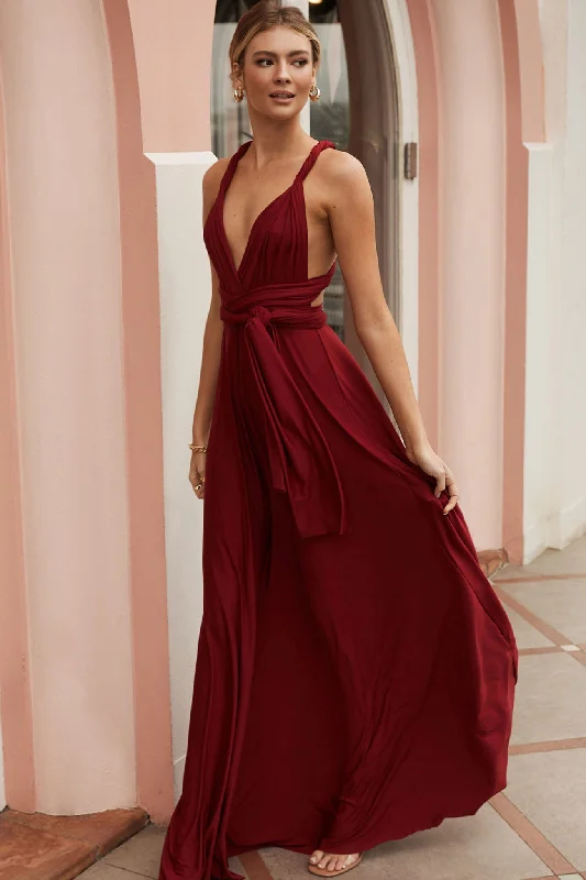 Ariana Multiway Maxi Dress Maroon