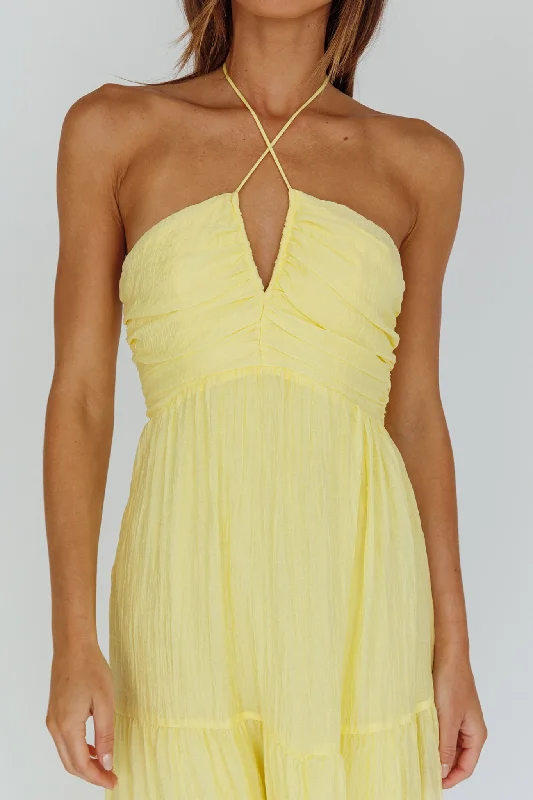 Asiah Halterneck Maxi Dress Lemon