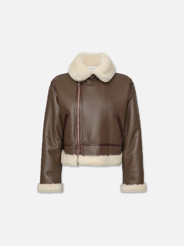 Boxy Shearling Jacket -- Chocolate Brown