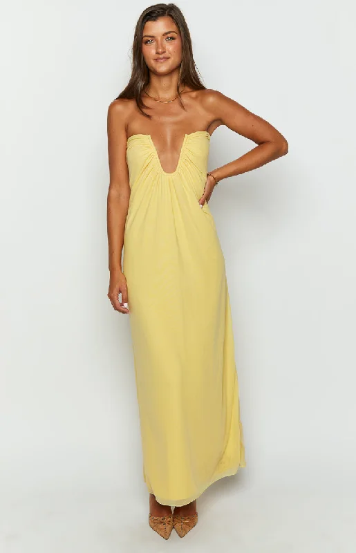 Braelyn Yellow Strapless Maxi Dress