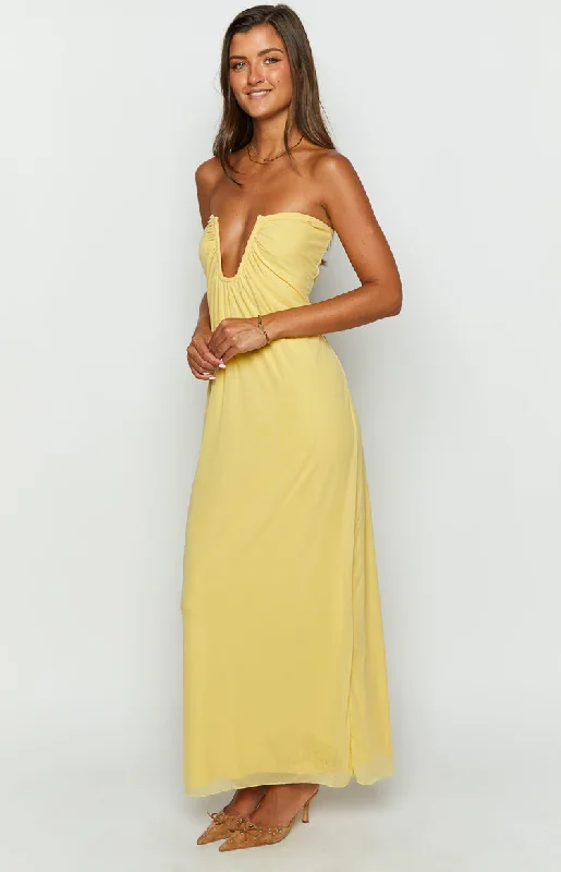 Braelyn Yellow Strapless Maxi Dress