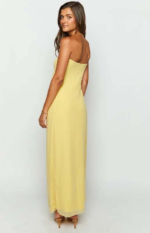 Braelyn Yellow Strapless Maxi Dress