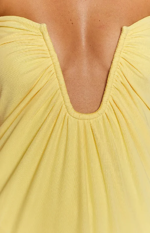 Braelyn Yellow Strapless Maxi Dress