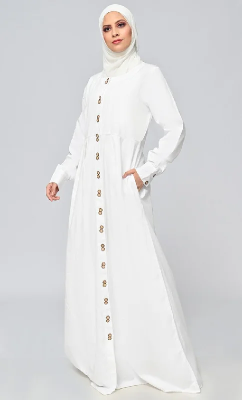 Buy Cotton Twill Button Down Abaya With Pockets