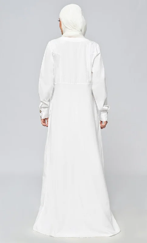 Buy Cotton Twill Button Down Abaya With Pockets