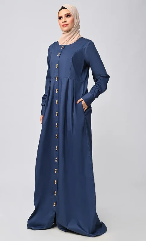 Buy Cotton Twill Button Down Abaya With Pockets