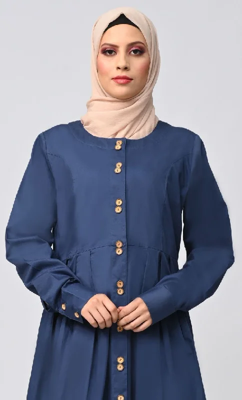 Buy Cotton Twill Button Down Abaya With Pockets