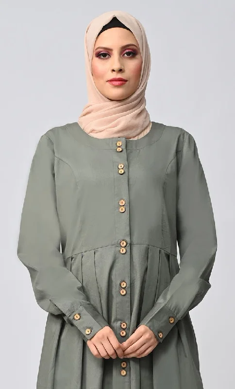 Buy Cotton Twill Button Down Abaya With Pockets