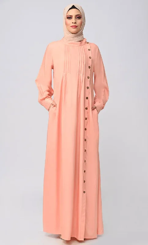 Buy Soft Rayon Button Down Abaya With Pockets