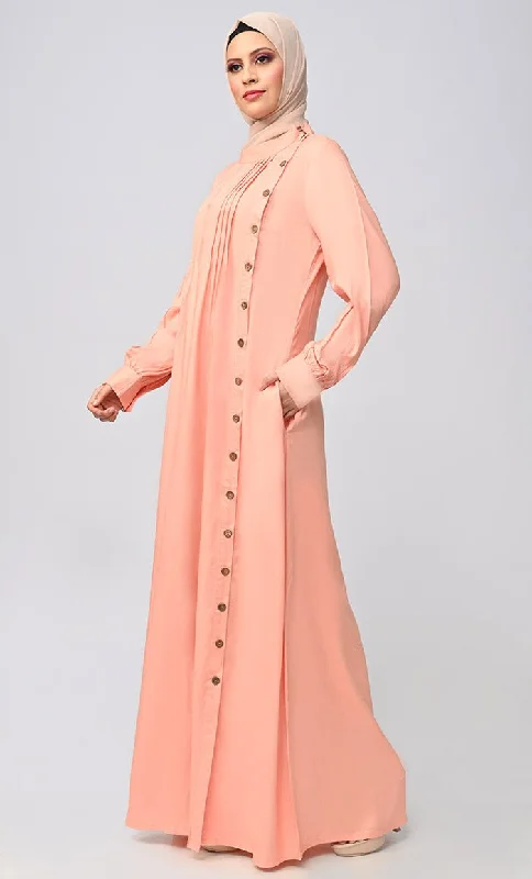 Buy Soft Rayon Button Down Abaya With Pockets