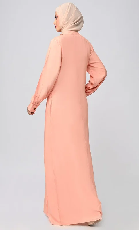 Buy Soft Rayon Button Down Abaya With Pockets