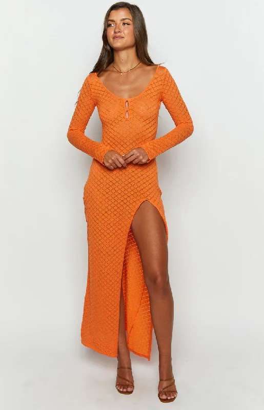 Celine Orange Knit Maxi Dress