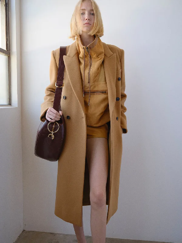 Double Breasted Tailored Coat -- Camel