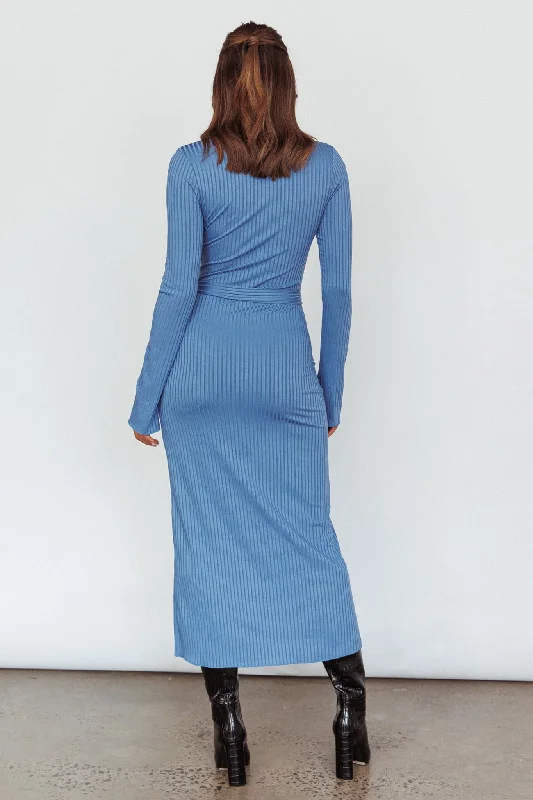 Eastcoast Collared Placket Midi Dress Blue