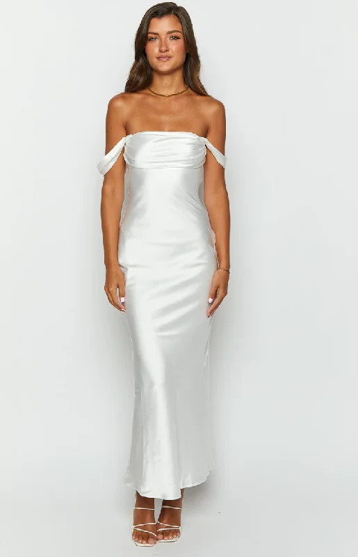 Ella White Off Shoulder Formal Dress