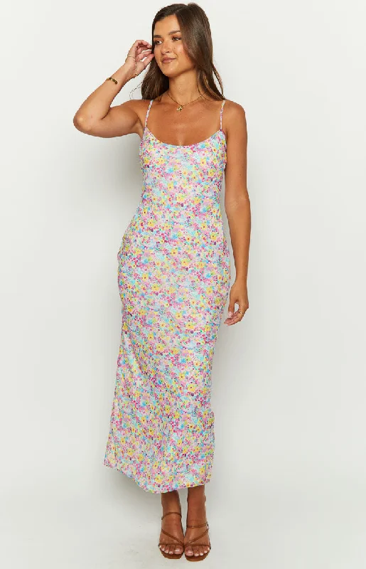 Good Days Painted Floral Pink Maxi Dress