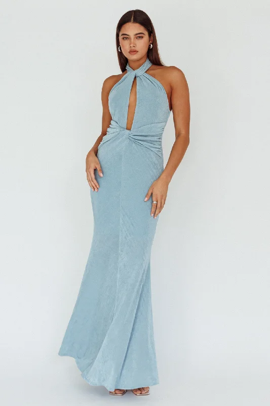 Ileana Twist Bodice Maxi Dress Light Blue