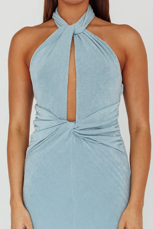 Ileana Twist Bodice Maxi Dress Light Blue