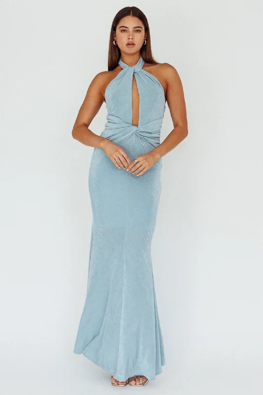 Ileana Twist Bodice Maxi Dress Light Blue