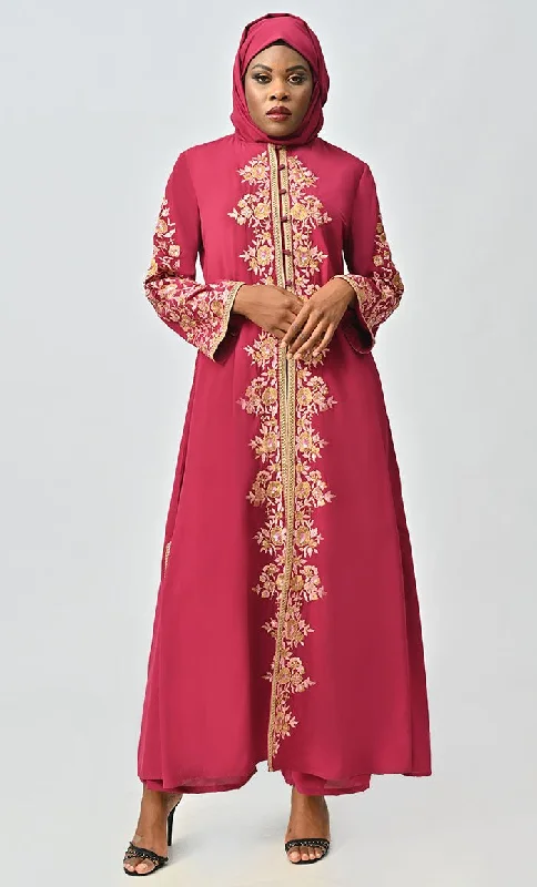 Islamic Designer Nida Machine And Hand Embroidered Abaya