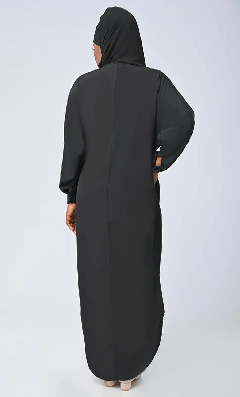 Islamic Umbrella Cut Kashibo Hidden Button Down Abaya