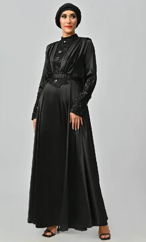 Jordan Flared Skirt With Drape Detailing And Embellished Embroidered Yoke