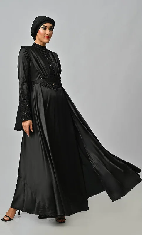 Jordan Flared Skirt With Drape Detailing And Embellished Embroidered Yoke