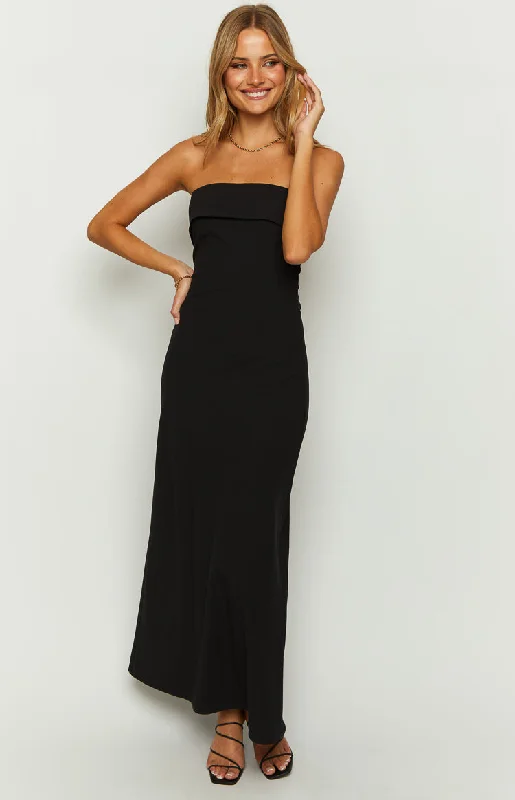 Lei Strapless Black Maxi Dress