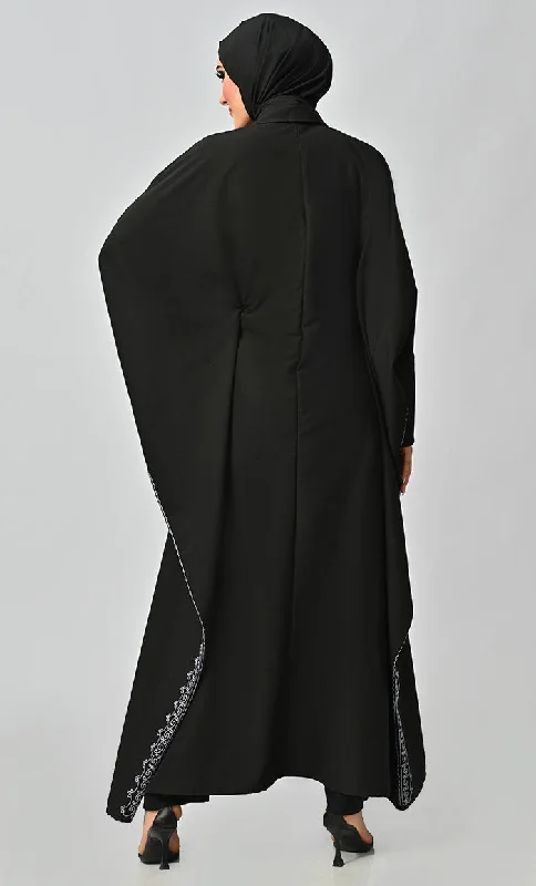 Mahnoor Islamic Embroidered Kaftan Abaya With Front Zipper