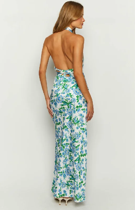 Marcella Blue Floral Formal Maxi Dress