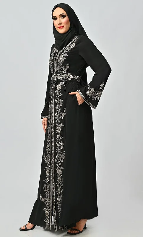 Mexico Moroccan Style Beautiful Sequins And Zari Work Detailing Abaya