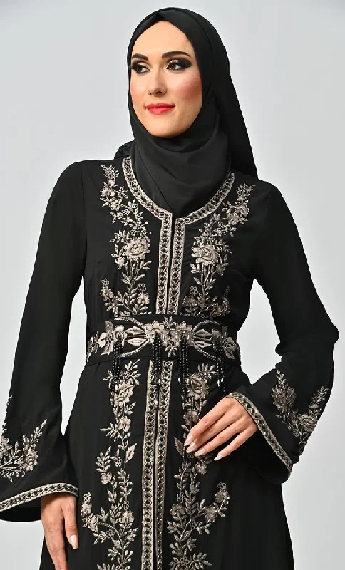 Mexico Moroccan Style Beautiful Sequins And Zari Work Detailing Abaya