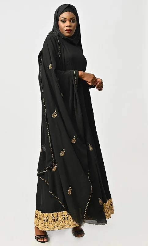 Modest Islamic Designer Anarkali Suit Set With Dupatta