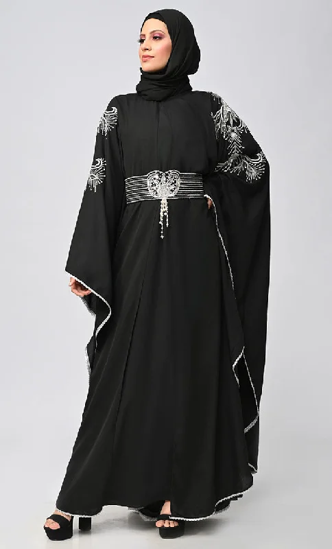 New Islamic Butterfly Cut Embroidered Kaftan Style Abaya