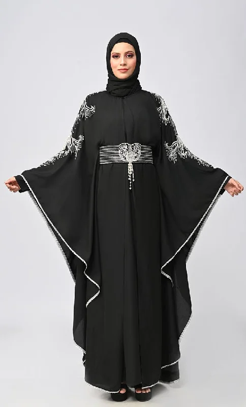 New Islamic Butterfly Cut Embroidered Kaftan Style Abaya