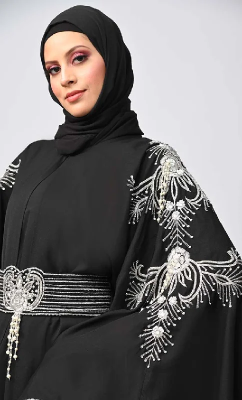 New Islamic Butterfly Cut Embroidered Kaftan Style Abaya