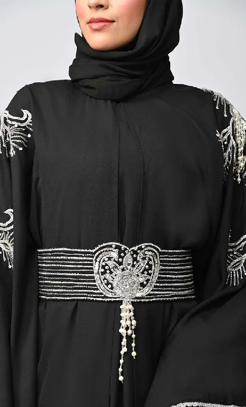 New Islamic Butterfly Cut Embroidered Kaftan Style Abaya