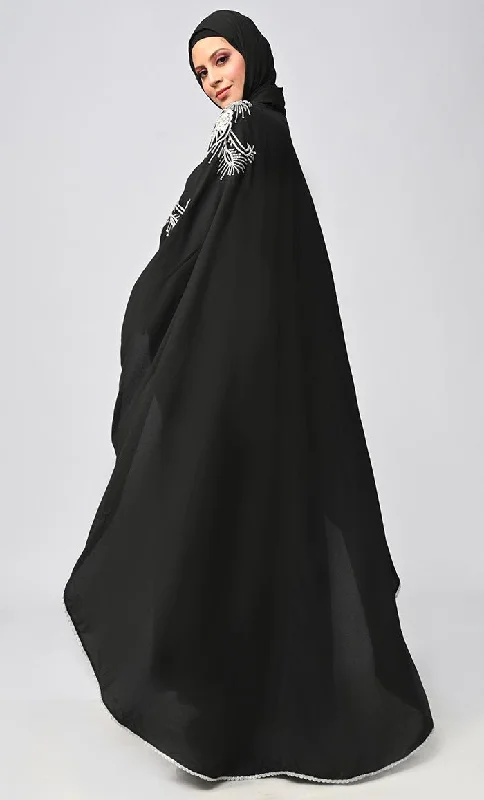 New Islamic Butterfly Cut Embroidered Kaftan Style Abaya