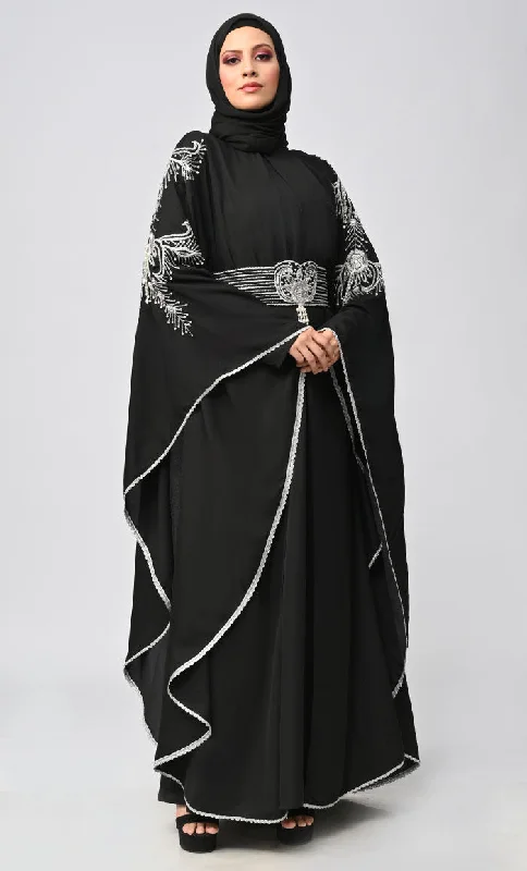 New Islamic Butterfly Cut Embroidered Kaftan Style Abaya