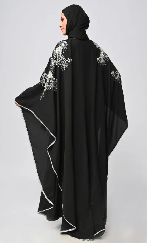 New Islamic Butterfly Cut Embroidered Kaftan Style Abaya