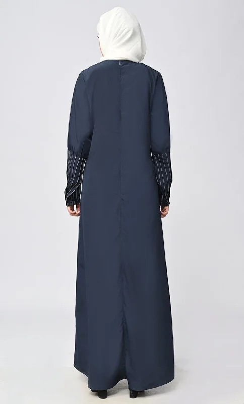 New Islamic Pin Tucks And Mirror Detailing Abaya With Pockets