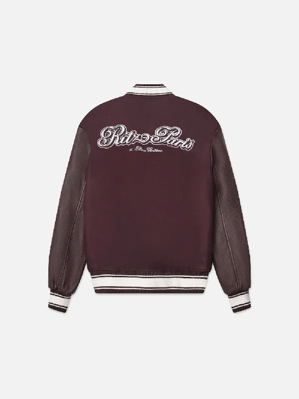 Ritz Unisex Varsity Jacket -- Bordeaux