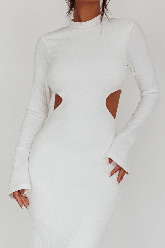 Shianne Long Sleeve Knit Maxi Dress White