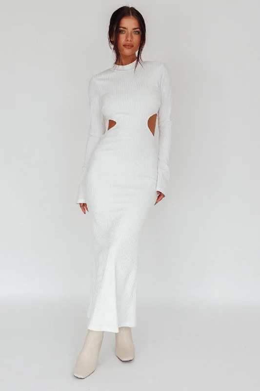 Shianne Long Sleeve Knit Maxi Dress White