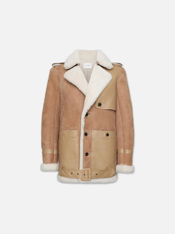 Short Shearling Trench -- Mocha