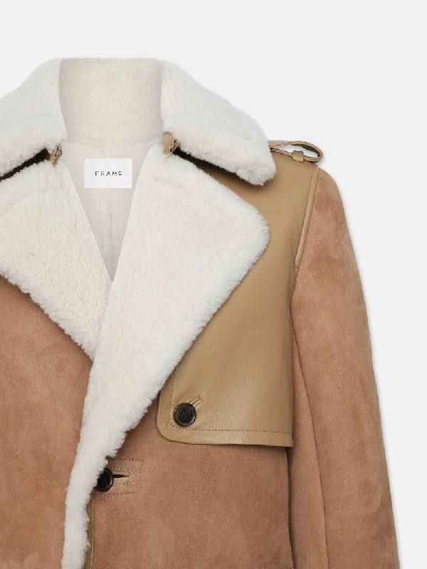 Short Shearling Trench -- Mocha